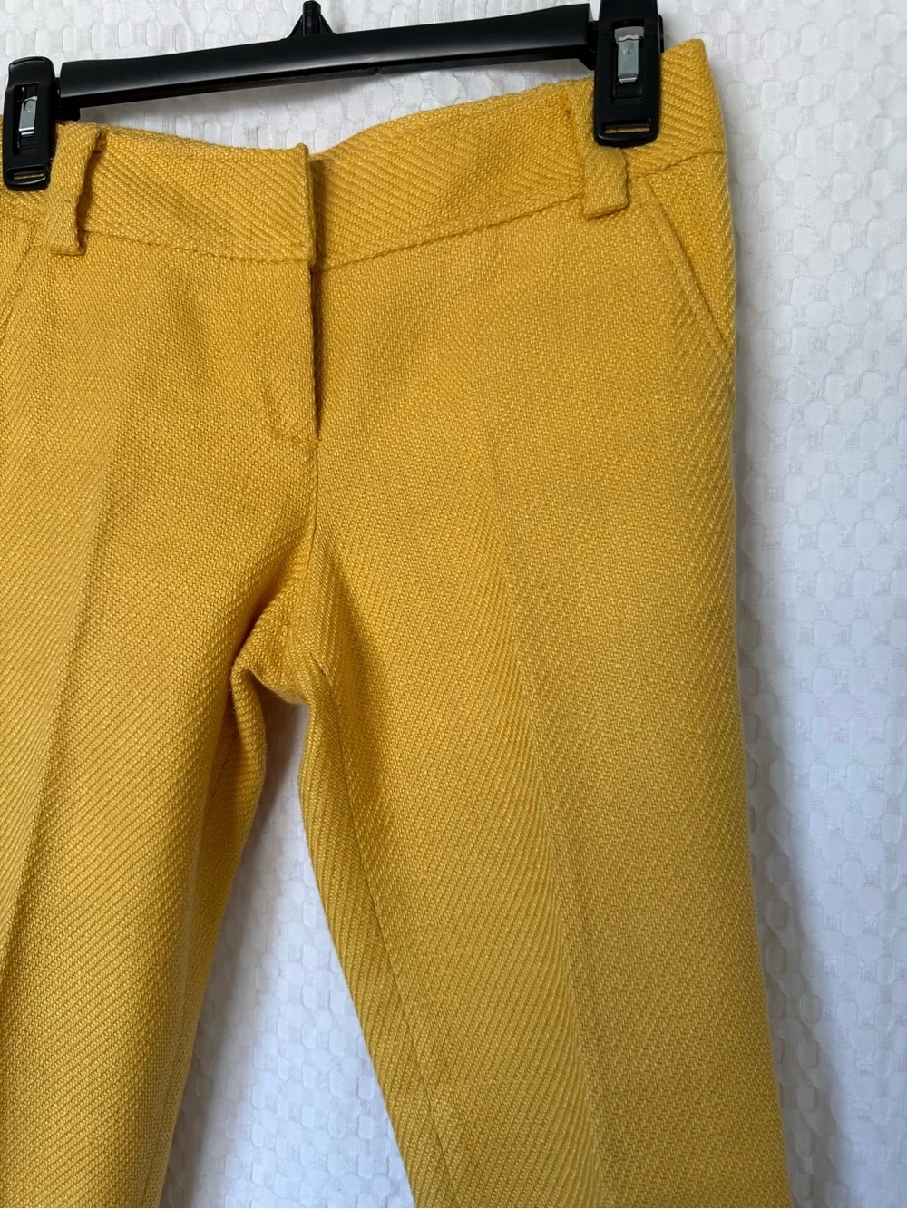 Tory Burch Mustard Yellow Textured Ankle Crop Pants Size 0 Career
